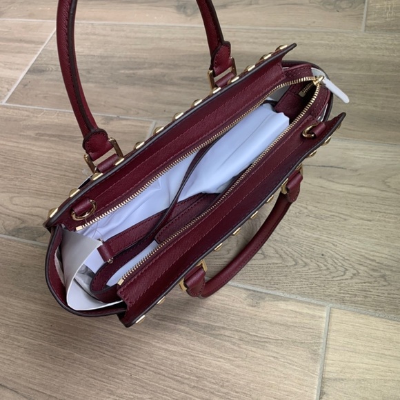 MICHAEL KORS Selma Studded Saffiano Leather Satchel - Merlot - Picture 7 of 8